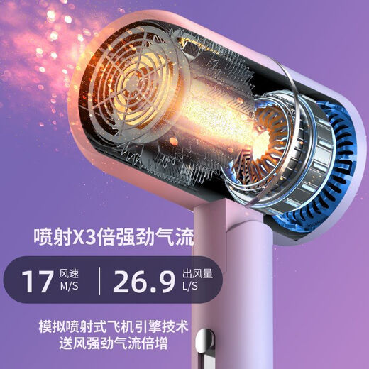 Hair dryer household foldable high-power dormitory silent blue light negative ion hair dryer pearl white basic folding model 800W national standard