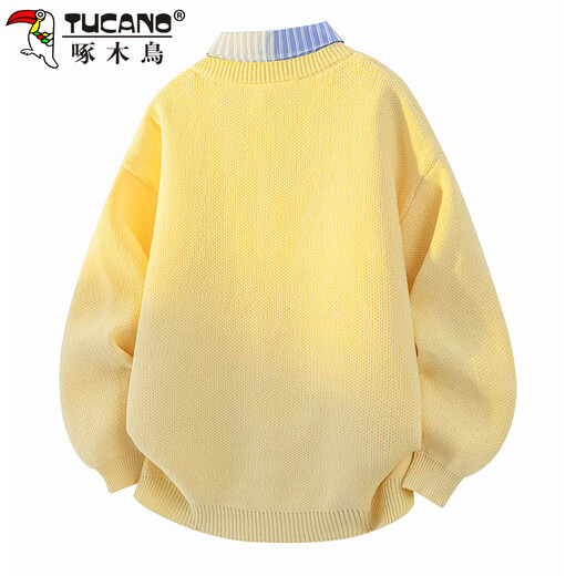 Woodpecker (TUCANO) sweater men's winter shirt collar sweater fake two-piece casual warm inner bottoming sweater line clothes apricot XL