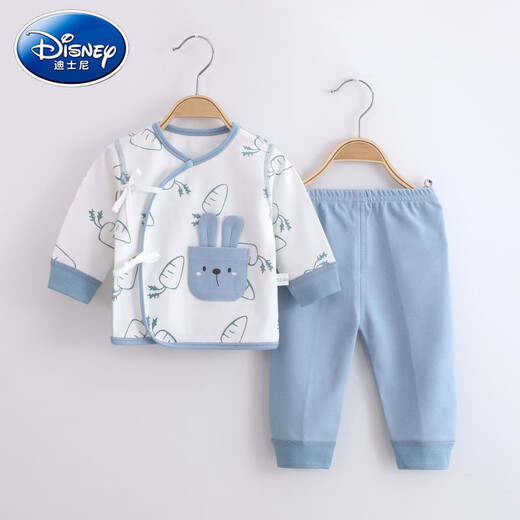 迪士尼（Disney）新生婴儿分体套装纯棉宝宝秋衣秋裤初生儿和尚满月服四季婴儿睡衣 11155黄色四季款 52 (建议新生儿8-10斤)