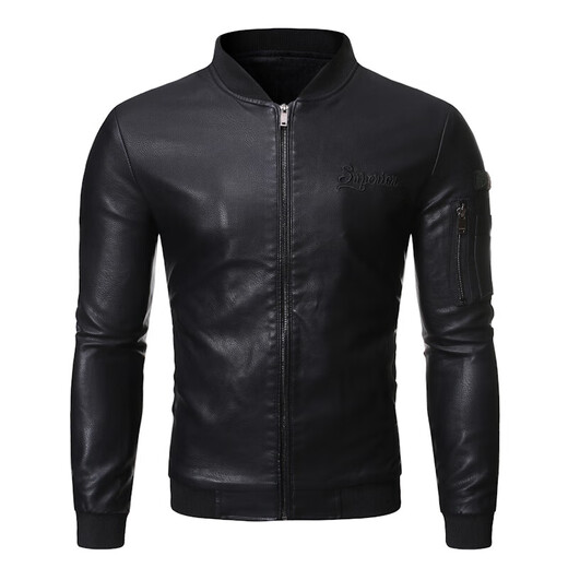 S MAX MARAFDS2025新款男皮衣欧美刺绣外套帅气秋冬季海宁皮夹克立领 黄色 XL 偏小一个码数