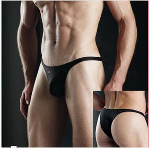 Men's underwear thong sexy men's u protruding underwear black M