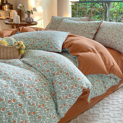 青九紡 庄杰a类双层纱四件套南通床上用品2.0m床单款下单备注颜色款式