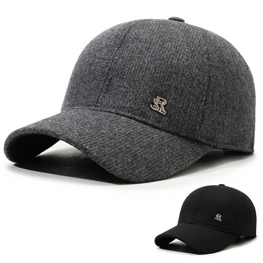 Autumn Hat Men's Winter Elderly Warm Peaked Hat Dad Grandpa Cotton Hat Autumn and Winter Ear Protection Baseball Cap Black One Size Adjustable