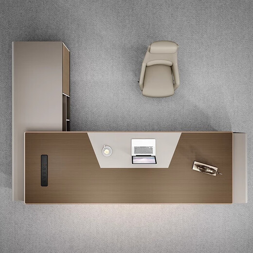 Light luxury boss desk office desk simple modern leadership office furniture executive desk president manager desk and chair combination 2.0 meters luxury double cabinet boss desk