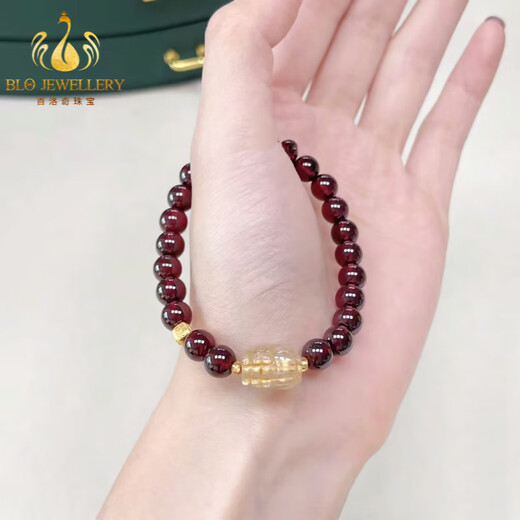 Bailuoqi Wine Red Garnet Bracelet Single Circle Buddha Beads Jewelry Blonde Crystal Pixiu Crystal Zodiac Year Bracelet Garnet 8mm