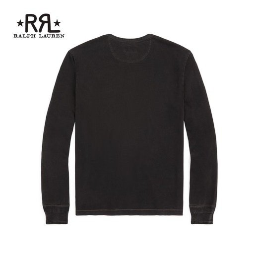 RRL Мужская одежда Классическая хлопковая майка Генри Рубашка RL93813 001-BLACK XS
