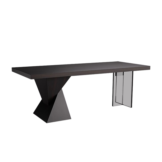 Muying Italian minimalist study large desk solid wood light luxury high-end home living room desk modern simple computer desk smoked wood color + acrylic desk + power strip 220*90*75cm