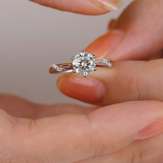 I Do Platinum PT950 Diamond Ring Psychic Six Claws 1 Carat Cultured Diamond Ring Marriage Proposal Engagement Gift for Wife Classic Psychic Six Claws 50 Points Diamond Opening Adjustable