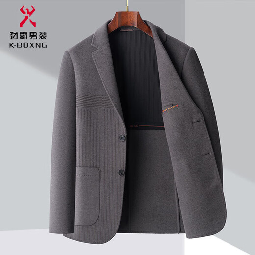KBXNG high-end men's double-sided wool suit middle-aged dad business casual thick single suit winter woolen suit Y2306 black M 170/48
