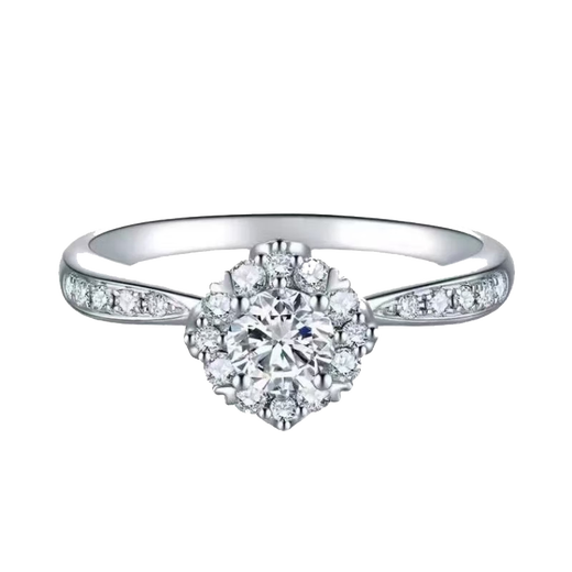 MZMZ platinum ring for women pt950 platinum engagement fashion diamond ring Valentine's Day birthday gift for girlfriend and wife when/next day delivery - light luxury hand-held flower live mouth diamond ring - 60 points