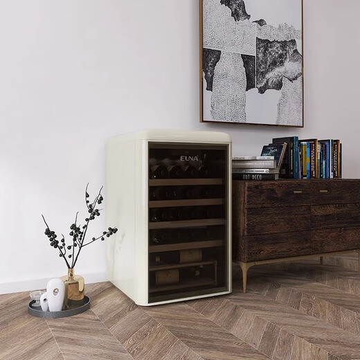 MIVM Japan imported quality retro light luxury small refrigerator retro red wine cabinet ice bar constant temperature living room household small beverage refrigerated refrigerator cream white