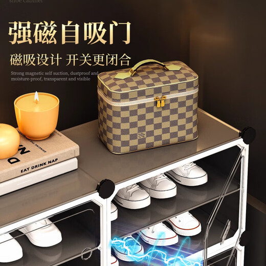 Shoe box storage shoe cabinet 2025 new storage artifact at the entrance to the home large-capacity multi-layer shoe shelf transparent magnetic high-transparent door thickened 1 row 6 layers - about 12 pairs can be placed for boots