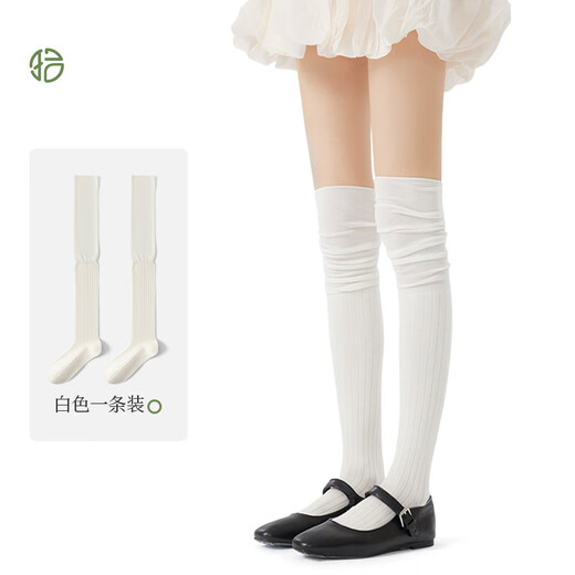 Pick up socks, long boots, socks for women, piled over the knee socks, autumn and winter white calf socks, jk thigh socks with long boots, over the knee socks, milky white, 1 pair, one size fits all, can be stacked or straight_non-slip and anti-falling