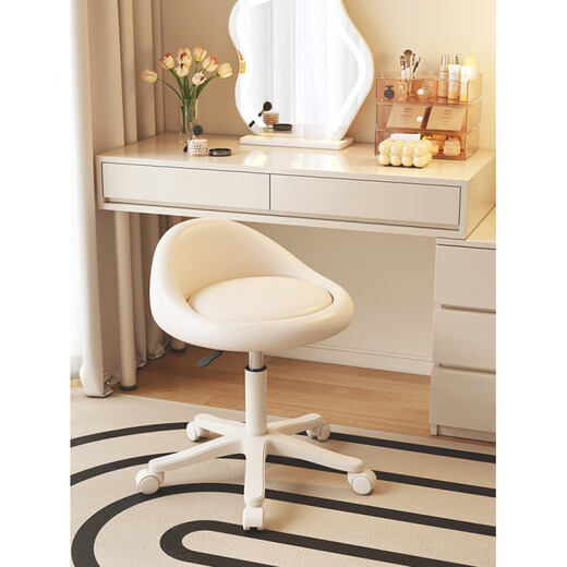 He Jiagong's new Internet celebrity makeup chair, dressing table stool, girls' bedroom makeup stool, light luxury manicure chair, lifting pulley, promotional model, off-white + off-white legs, rotating lifting