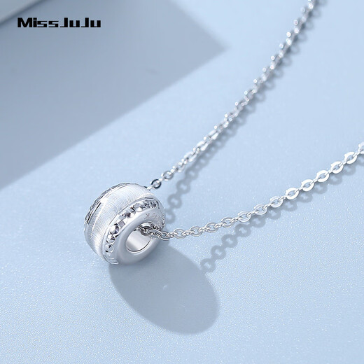 Miss JuJu pt950 platinum passepartout round bead pendant women's platinum transfer bead necklace single pendant 1.3-1.5g + delivery silver chain
