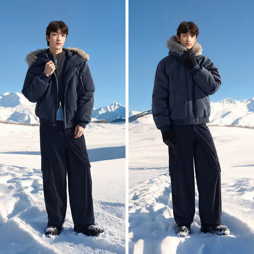 Semir down jacket men's winter 80 down three-proof pilot jacket 2025 detachable fur collar hood 109725113115