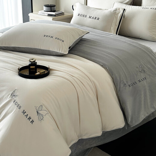 Yonghuan high-end baby velvet warm four-piece set winter style thickened milk velvet bed sheets and quilt covers bedding products baby velvet-purple 3 seconds quick heating sheet style standard sheet style/1.5-1.8 meters bed quilt cover 200