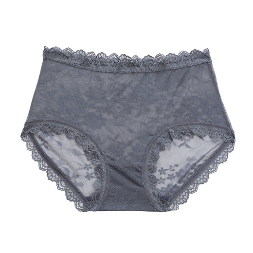 Universal Japanese women's mid-waist seamless transvestite panties with lace edges for sexy women's transparent CD cross-dressing men's briefs, green L