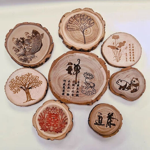 Tree sign with engraved wood chip logo, retro sign, door sign, guide sign, creative prompt sign, carved wood (round) diameter 25-30, single-sided pattern engraved, pine wood chip (buyers note that customized models are not after-sales)