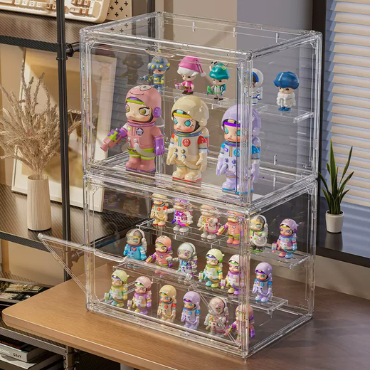 Yusenyi Ornament Display Box Rack Storage Blind Box Figure Building Block Toy Display Cabinet Bubble Mart Dustproof Transparent Ladder Fully Transparent Large Three Ladder Fully Transparent Large Three Ladder