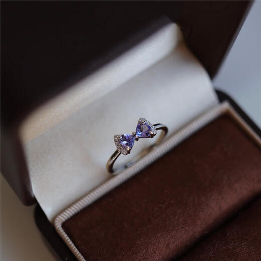Luoyi's beautiful blue-purple gemstone tanzanite ring s925 sterling silver ring adjustable female gift 0 carat opening tanzanite ring