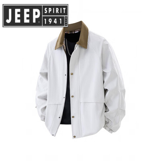 JEEP SPIRIT300Jin Jin is equal to 0.5kg. Jacket for men in spring and autumn, lapel top, loose and casual, fat man plus size men's plus size jacket, black plus velvet. L 100-120Jin Jin is equal to 0.5kg.