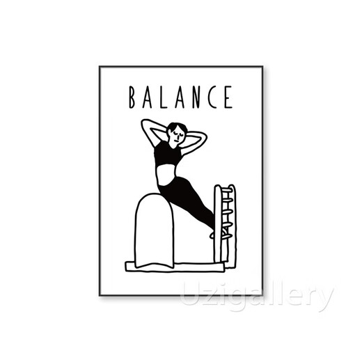 Ruixi balance yoga studio decorative painting yoga fitness room background wall hanging painting Pilates line style mural A 30*40CM_art texture surface 2.5cm aluminum a