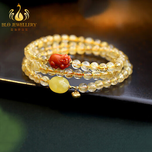 Bailuoqi Blonde Crystal Bracelet Women's Gold Hair Crystal Bracelet Cat's Eye Yellow Crystal Bracelet Beads 6mm