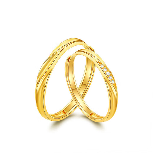 Chow Tai Fook Gold Möbius Ring Ring 999 Pure Gold Silver Ancient Method Ring for Men and Women Couple Ring Möbius Couple Pair 0.8g 5D Hard Gold