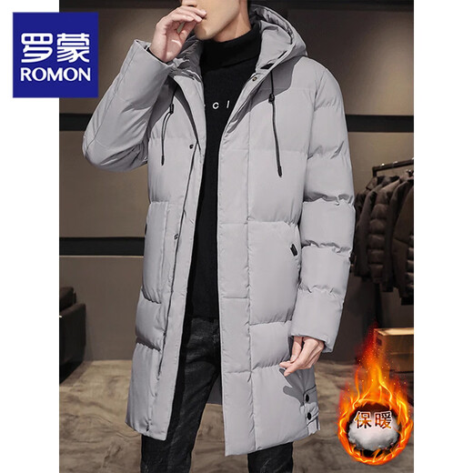 ROMON jacket men's cotton mid-length winter cotton jacket thickened and warm plus fat plus size casual cotton coat black L recommended 110-130Jin Jin equals 0.5 kg