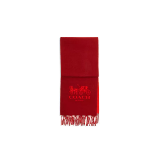 COACH Carriage Pattern 100 Little Cashmere Scarf Unisex Couple Style Red Red F Default Packaging