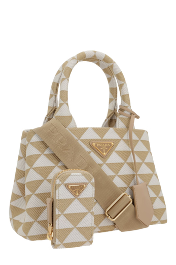 PRADA Symbole Embroidered Handbag Color Block One Size