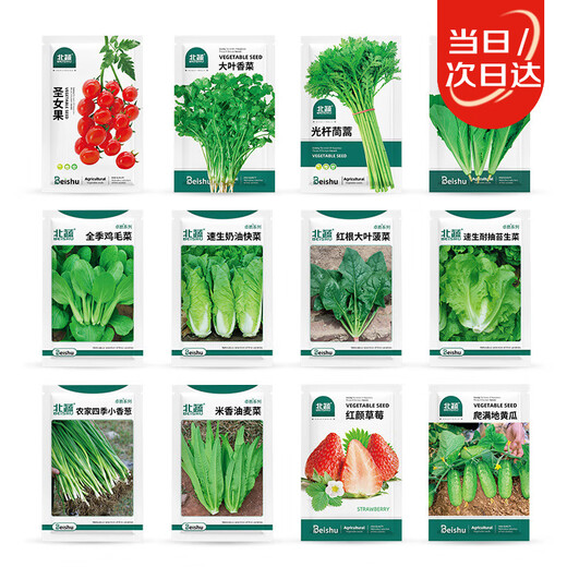 Beishu various vegetable seeds lettuce spinach coriander chives celery balcony four seasons rapeseed 12 kinds of vegetable seeds
