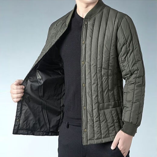 Winter middle-aged and elderly men's velvet cotton-padded school uniform artifact warm lining cotton-padded jacket daddy's inner cotton-padded jacket Army green lining natural velvet XL 95-112Jin Jin equals 0.5 kg