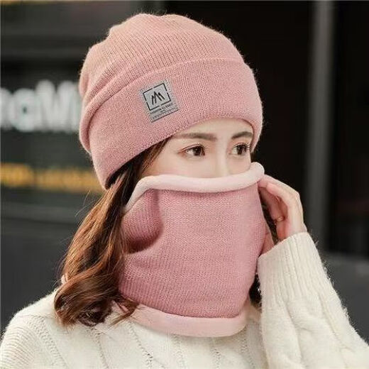 KAROND autumn and winter hat women's warm and cold-proof woolen hat knitted hat Korean version versatile cycling winter confinement hat pile hat gray hat + scarf plus velvet 56-56 one size fits all