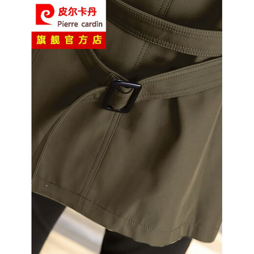 皮尔卡丹（pierre cardin）高档男装中长款休闲风衣男士外套秋冬季新款双排扣高端茄克男大衣 2158蓝色 L 175