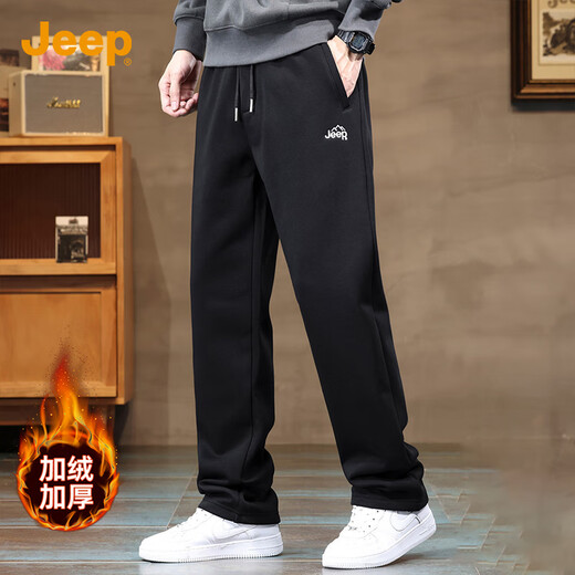 JEEP бархатные утепленные мужские спортивные штаны, мужские спортивные штаны осень-зима 2025, новые свободные прямые высококачественные повседневные брюки, мужские спортивные штаны, мужские
