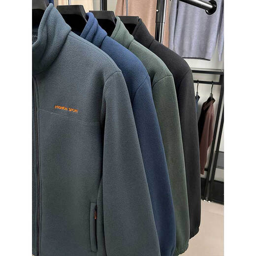 Woodpecker Autumn and Winter Men's Thickened Polar Fleece Sweater Jacket New Fashion Trend Stand Collar Cardigan Jacket Top Army Green XL Recommended 100-125Jin Jin equals 0.5kg