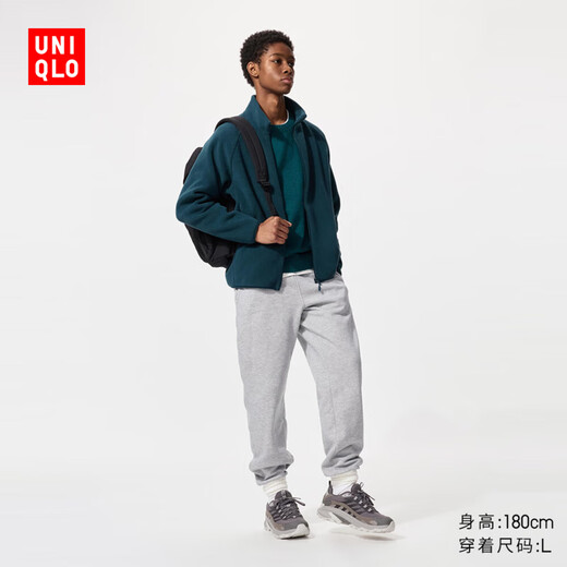 Uniqlo men's HEATTECH imitation sherpa sports trousers casual regular style 25 autumn and winter new style 479789 04 smoke gray M