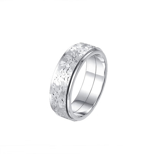 Lao Fengxiang pure silver transfer crushed ice ring for men and women, fashionable and simple single ring, high-end anniversary gift for girlfriend and wife, today/next day delivery *Platinum - transfer crushed ice ring*No. 18