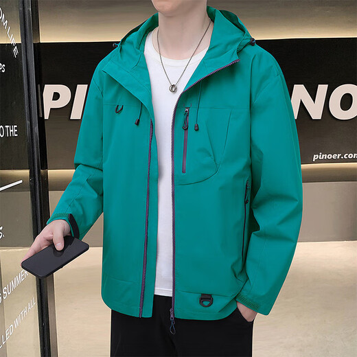 Cotton Jacket Men's Jacket Spring and Autumn Thin Jacket Waterproof Windbreaker Outdoor Fishing Four Seasons Couple Model Mountaineering Black S