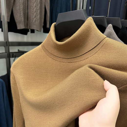 100% Wool Turtleneck Pure Wool Sweater Men's Winter Worsted Machine Washable Casual Jacquard Warm Knit Sweater Men's AN-98625 Maroon 3XL Recommended 175-190 Jin Jin equals 0.5 kg