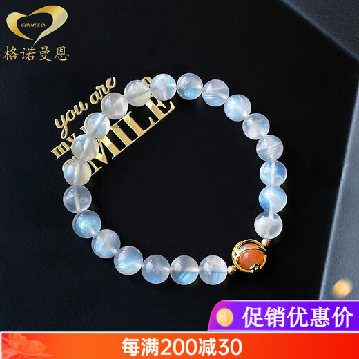 GONMCEAN Sri Lankan Moonstone Bracelet Women's Crystal Buddha Beads Bracelet Silver Jewelry Gift Labradorite Ice Blue Moon Kyanite 8mm