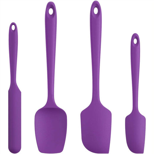 Yusenyi high-looking export purple baking spatula high temperature resistant silicone cream spatula nougat scraper purple 5-piece set