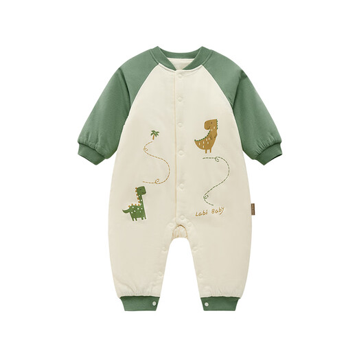 Rabbi baby jumpsuit 120g quilted warm autumn and winter male and female baby full-length romper, dark green 80