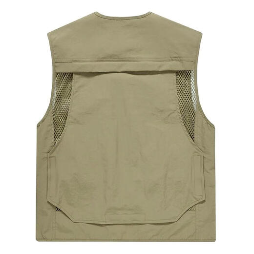 MKFZ multi-pocket vest men's workwear loose fishing photography director media work clothes vest with printed logo black 8899 S