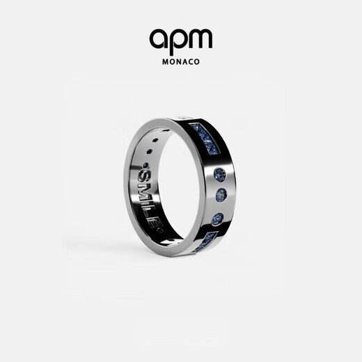 APM MonacoSMILE Morse Code Ring Fashion Classic Navy Blue Gift for Boyfriend