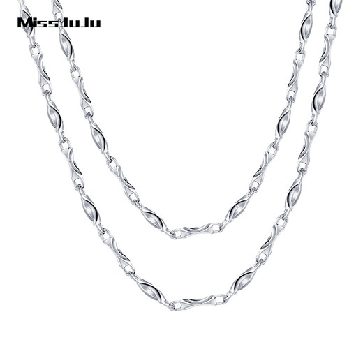 Miss JuJu pt950 platinum necklace women's platinum ingot chain sturdy and versatile pendant solid plain chain weight 3.4-3.6g length 41cm thick about 1.0mmM buckle
