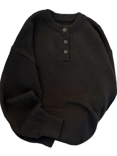 Xiaohongshu's popular solid color Henry collar sweater men's autumn and winter fashionable high-end sweater loose American style retro light gray M one size fits all