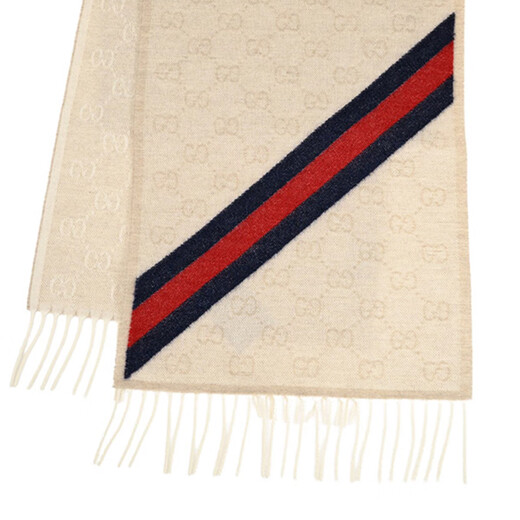 Gucci (GUCCI) classic double G tassel diagonal striped wool scarf for men and women 5706033G2009568 gift